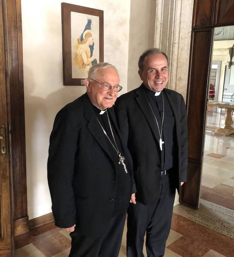Il vescovo eletto Domenico Pompili ha incontrato mons. Zenti in vescovado