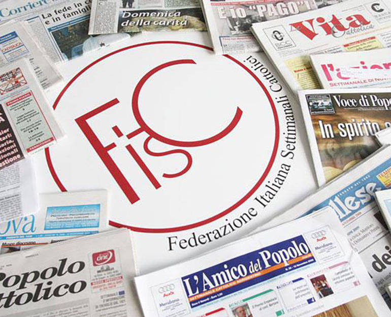Logo della Federazione italiana dei Settimanali cattolici riportante diverse prime pagine dei settimanali