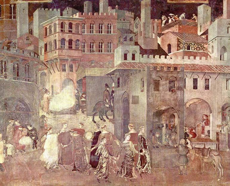 Ambrogio Lorenzetti, Effetti nel buon governo in città (1338-1339), Palazzo Pubblico di Siena