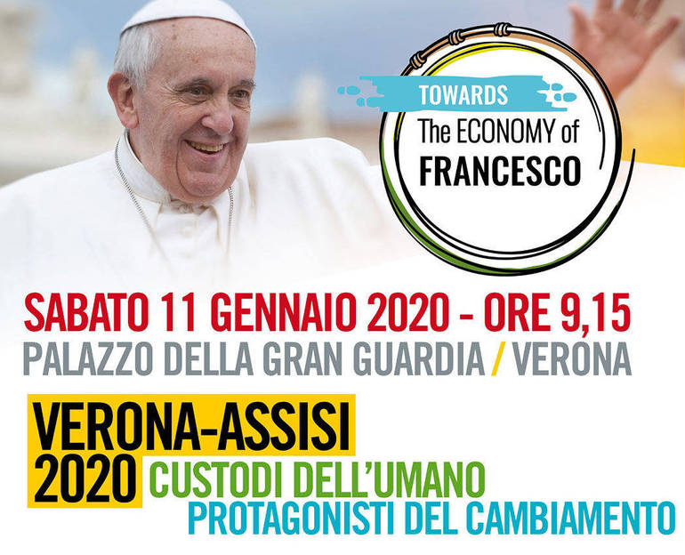 Locandina dell'evento con immagine di papa Francesco