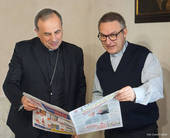 In neo Vescovo di Verona Domenico Pompili accanto al direttore di Verona fedele Stefano Origano