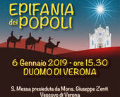 locandina dellEpifania dei popoli raffigurante una stella che brilla nel cielo sopra il duomo di Verona