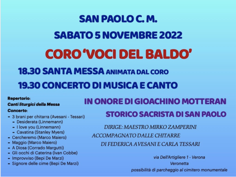 Locandina dell'evento con programma del. concerto