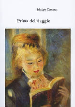Copertina del libro Prima del viaggio, ritraente una giovane donna in primo piano che legge un libro